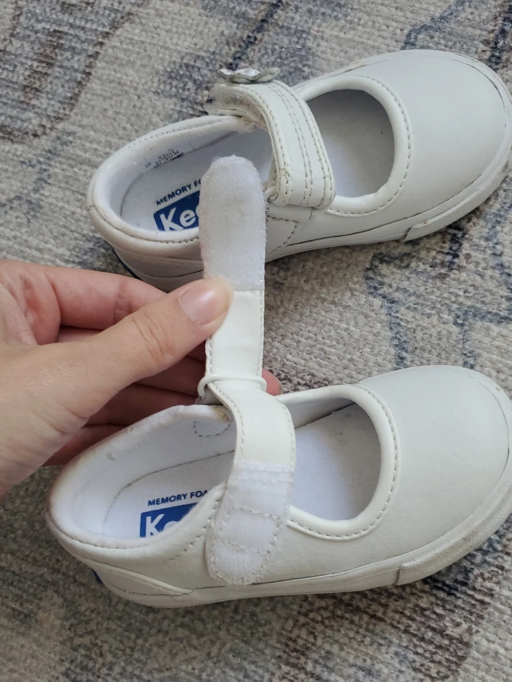 Keds Baby Girls Mary Jane Ella White Leather Sneakers Sz5